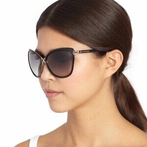 Tom Ford Celia Oversized Sunglasses Womens Black Gradient TF 322 Cat Eye Plastic